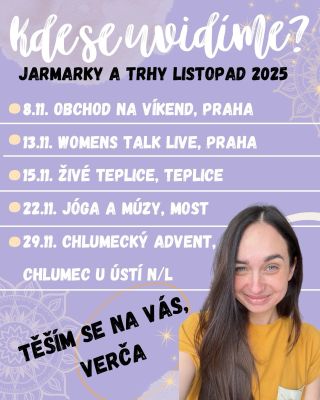 ✨ Kde se uvidíme v listopadu? ✨⬇️ Listopad bude plný krásných akcí a já se na ně už moc těším. 🌿💜 Přijď se podívat,...