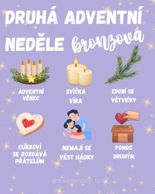 Dnes přichází Bronzová neděle, druhý krok na adventní cestě. Zapalujeme svíčku víry, která doplňuje světlo naděje z...