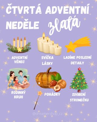 Dnes zapalujeme čtvrtou adventní svíčku🕯️✨ Je zlatá neděle, čas, kdy už není kam spěchat a všechno se soustředí na domov,...